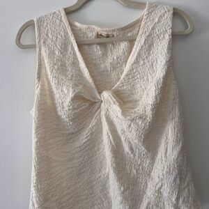 Madewell Popcorn-Knit, Twist-front Sleeveless Cream Top